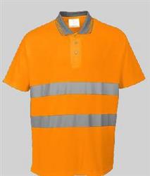 Poloshirt kat/pol fluor oranje met reflectie