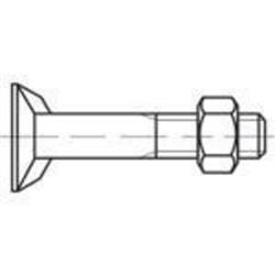 Flat countersunk rib bolt with hexagon nut D25195/555 4.6 St