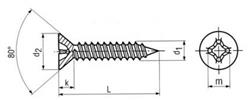 Countersunk head tapping screw with cross recess H D7982 zinc plated
